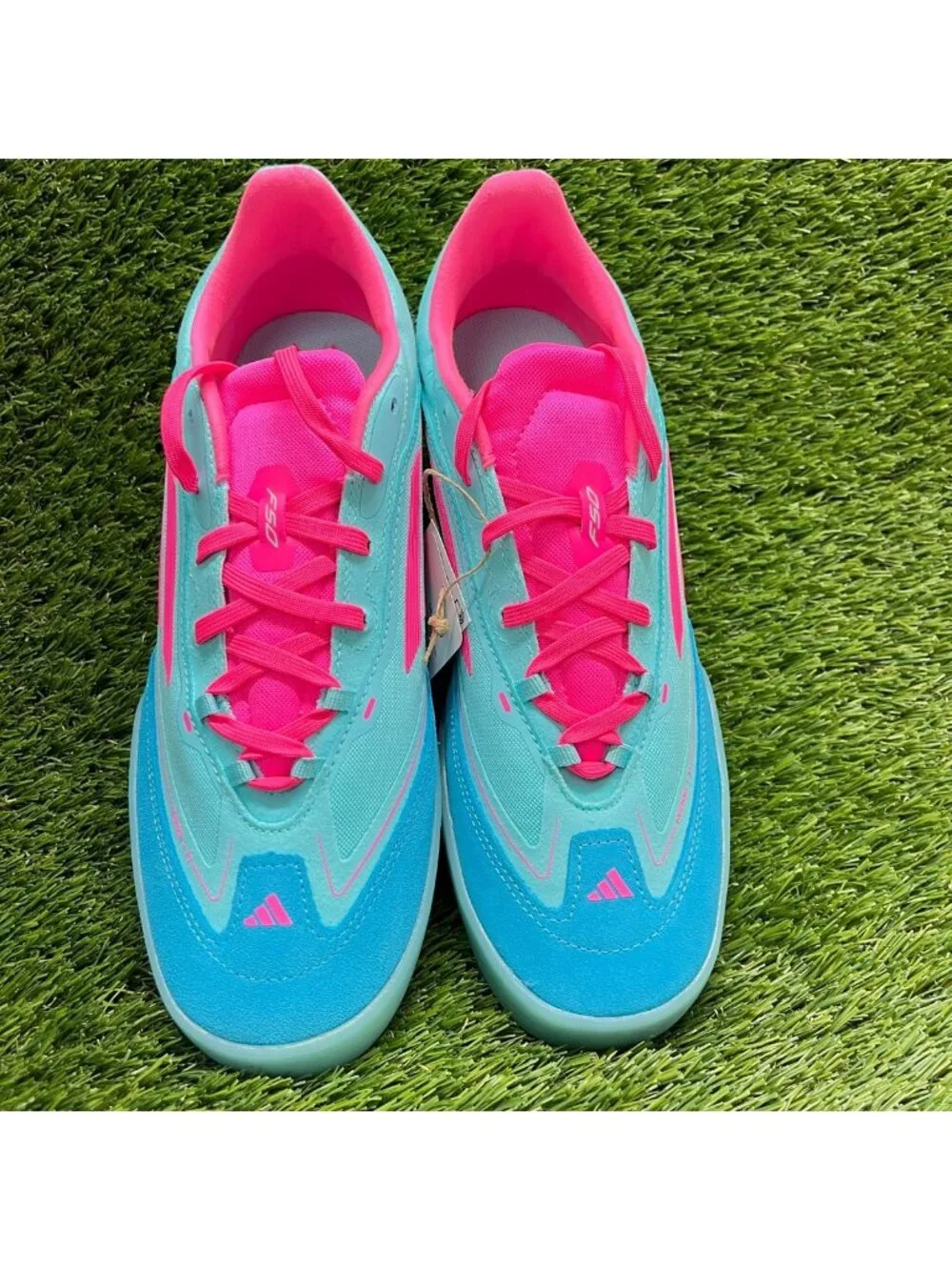 Adidas F50 Freestyle Messi Mens Size 9 Blue Pink Athletic Soccer Shoes Sneakers